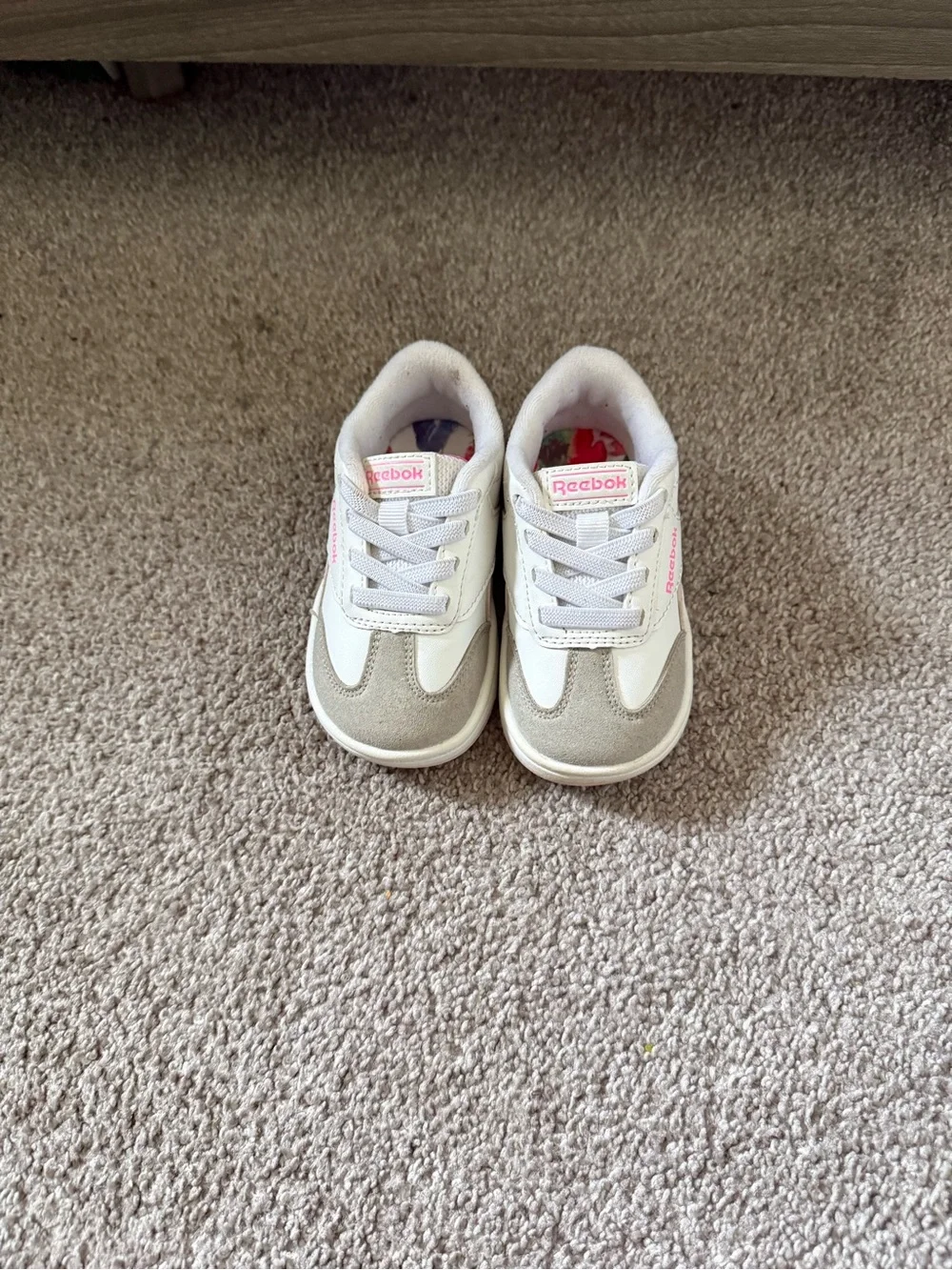 Reebok Kids White, Light Gray & Pink Low-Top Sneakers